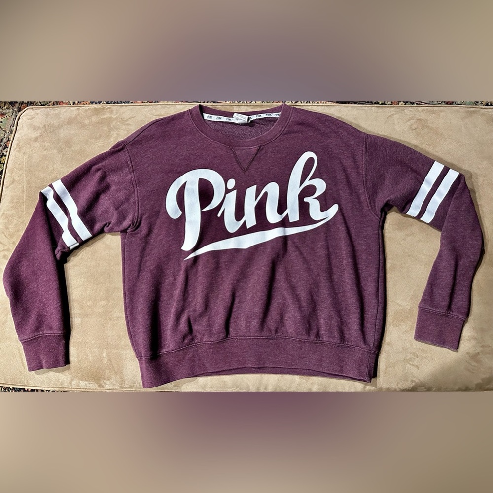 PINK sweatshirt. Maroon color. Size small